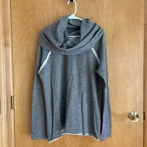 Adora Terry Cotton Cowl Neck Gray Pullover Long Sleeve Sweater Womens XL‎